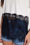 Women's Oversize Wide Cut Lace Detailed Crew Neck White T-Shirt Blouse - 7
