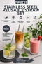 7 Piece Stainless Steel Metal Soft Drink Straws Set and Straw Cleaning Brush