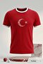 Turkey Moon Star Printed 100% Cotton Premium Fabric Ringer T-Shirt