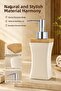 Porcelain Liquid Soap Dispenser with Bamboo Lid, Curved Model, 280 Ml, Beige - 3