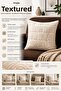 Embossed Textured Throw Pillow Cover Cream Decorative Modern Armchair and Sofa Cushion Cover - 3