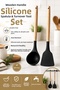 Heat Resistant, Fireproof, Non-Stick Wooden Handle Silicone Ladle and Spatula Set with Sert Tips