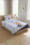 Rabbit Checkered Cute Children's Room Teenager Pique Set-Nostalgic Fairytale Blue Navy Blue Bedspread - 3