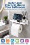 White Adhesive Shelf Toilet Paper Hanger, No Drilling Mounting, Bathroom Organizer, Phone Shelf Hanger - 8
