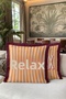 Relax Striped Retro Fringed Pillowcase - Typographic Pop Art Orange Pink Tassel Throw Pillow Cover