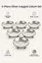 Set of 6 Silver Stainless Steel Turkish Delight Bowls with Brass Feet, Snack Bowl, Coffee Side Serving Plate, 8.5 cm - 3