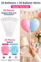 20 Balloons + 20 Balloon Sticks and Apparatus Pink Macaron Blue Ready-To-Use Party and Organization Set Birthday Decoration