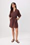 Brown Shirred Detailed Buttoned Short / Mini Woven Dress Twoss26El00225