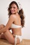 Ecru Strapless Covered Accessory Detailed Regular Waist Brazilian Bikini Set Tbess26Bt00065 - 3