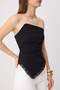 Siyah Fitted/Vücuda Oturan Straplez Kolsuz Dantel Detaylı Crop/Kısa Krep Örme Bluz TWOSS26BZ00822 - 3