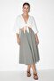 Khaki Pocketed Cotton Long Skirt Tdrss26Et00042