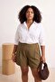 Khaki Summer Large Size Woven Shorts & Bermuda Tbbss26Ap00034