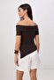 Kahverengi Düz Fitted/Vücuda Oturan Carmen Yaka Örme Bluz TWOSS26BZ00888 - 4