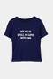 Lacivert Slogan Fitted/Vücuda Oturan Pamuk Ribana Örme Büyük Beden T-Shirt TBBSS26BF00089 - 5