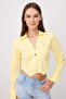 Sarı-Çok Renkli Çizgili Mini Ekoseli Fitted Crop Gömlek TWOSS26GO00150