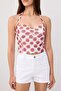 Çok Renkli Fitted/Vücuda Oturan Boyundan Bağlamalı Kolsuz Crop/Kısa Tül Örme Bluz TWOSS26BZ00963 - 3