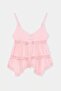 Pink Thin Adjustable Strap Lace Detailed Front Buttoned Muslin Skirt Asymmetrical Blouse Tdrss26Bz00107 - 4