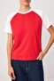 Kırmızı Düz Regular Bisiklet Yaka Reglan Kol Kısa %100 Pamuk Örme T-Shirt TWOSS26TS00323 - 3