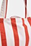 Red-White Striped Denim Women's Maxi Shoulder Bag Takss26Oc00106 - 4