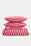 Double Size Red-Pink Geometric Patterned Elastic Sheet Duvet Cover Set - 2