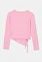 Açık Pembe Düz Fitted Bisiklet Yaka Büzgülü Crop Viskon Ribana Örme Bluz TWOAW27BZ00177 - 7