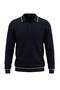 Lacivert Regular/Normal Kesim Dokulu Polo Yaka Triko Orta Kalın Kazak TMNAW27KZ00004 - 4
