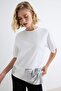Ecru Cotton Skirt Hem Sequin Detailed Regular Crew Neck Low Sleeve Knitted T-Shirt Twoaw27Ts00009 - 2