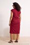 Bordo Büzgü Detaylı Midi Örme Elbise TBBSS24AH00080 - 5