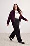 Siyah Wide Leg/İspanyol Paça Yüksek Bel İnterlok Esnek Örme Pantolon TBBAW27AR00015