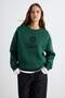 Zümrüt Yeşili Nakışlı / İşlemeli ŞEHIR Kalın Oversize/Geniş Kesim Örme Sweatshirt TWOAW27SW00157