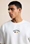 Men's Oversize Minimal Floral Embroidered T-Shirt White - 4
