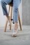 Women's Beige Leather Flat Thick Sole Loafer Moccasin Shoes 4.5cm Byndlfrk03 - 2