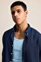 Men's Relaxed Fit Fine Textured Shirt Navy Blue - 4
