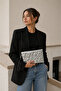 Silver Women's Star Patterned Shiny Handbag – Stylish Clutch Bag