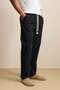 Men's Baggy Fit Rope Drawstring Linen Look Trousers Black - 6