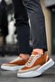 Ba0354 Casual Lace-Up Men's High Sole Cream Detailed Tan Suede Sneakers - 6