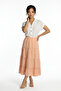 Women's Elastic Waist Layered Muslin Long Skirt - 3