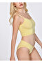 Women's Lace Detailed Yellow Crop Top and Bottom Set (Tank Top + Slip) - 6