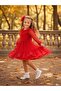 Ruffled Front Small Polka Dot Tulle Layered Bag Buckle Girls' Dress