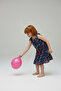 Girl's Navy Blue Ruffled Crispy Flower Dress 9240