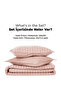 Square Pattern Double Bed Cover Set 100% Cotton Stone Washed 3 Piece Fiber Filled Soft Powder - 5