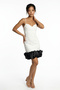 Women's Rope Strap Lined Skirt Satin Draped Short Crepe Dress - 3