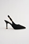 Women's Black Suede Buckle Pointed Stylish Heeled Stiletto Shoes - 2