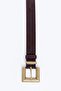 Antique Gold Square Buckle Dark Burgundy Belt - 4