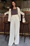Ecru High Waist Linen Wide Leg Trousers Mg2718 - 6