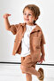 Palmiye Embroidered Short Sleeve Shirt Shorts 3-Piece Boy's Set 3702 Smr - 3