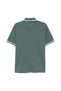 Men's Polo Collar Short Sleeve Green Polo T-Shirt with Buttoned Collar and Stripe Detail on Cuffs - 2