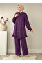 Stone Detailed Buttoned Cotton Double Suit Lilac - 2