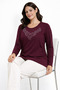 New Pattern Stone Embroidered Round Neck L Stretch Fabric Mother Combed Cotton Blouse 6670 - 5