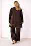 Women's Middle Age and Above Plus Size Kupra Tunic Pants Mom Set 25557 - 3